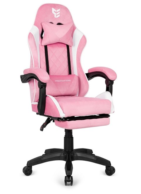Fotel obrotowy gamingowy XL POKER PRO PINK + WHITE ALCANTARA