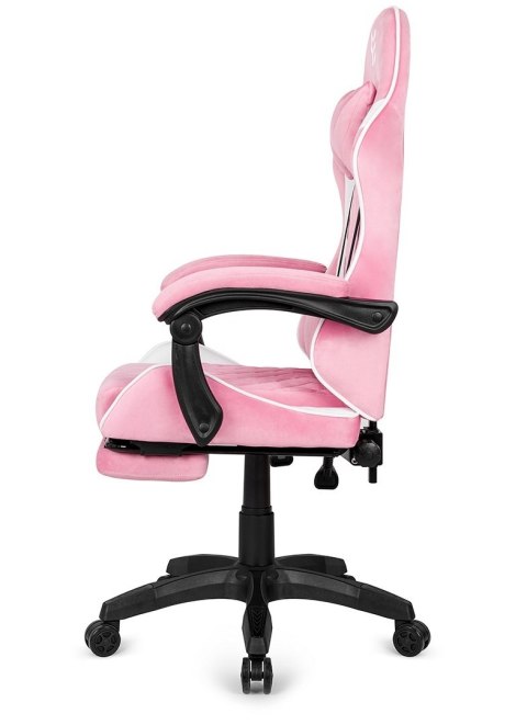 Fotel obrotowy gamingowy XL POKER PRO PINK + WHITE ALCANTARA