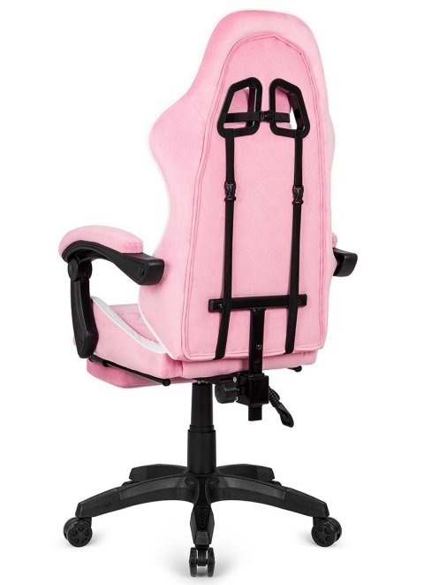 Fotel obrotowy gamingowy XL POKER PRO PINK + WHITE ALCANTARA