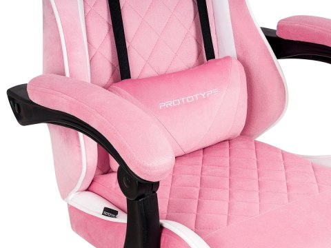 Fotel obrotowy gamingowy XL POKER PRO PINK + WHITE ALCANTARA