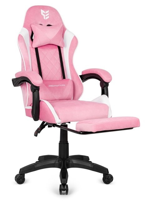 Fotel obrotowy gamingowy XL POKER PRO PINK + WHITE ALCANTARA