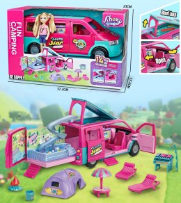 Samochód dla lalek kempingowy kamper akcesoria lalka basen