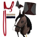Zestaw Skippi - Hobby Horse Gniady - Derka szary i brąz - Kantar czerwony