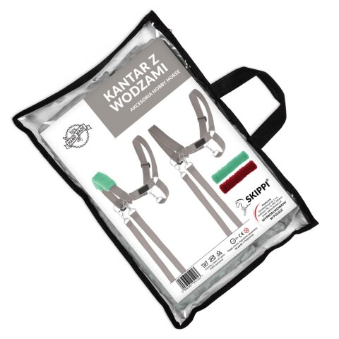 Zestaw Skippi - Hobby Horse czarny i dodatkowy kantar - szary