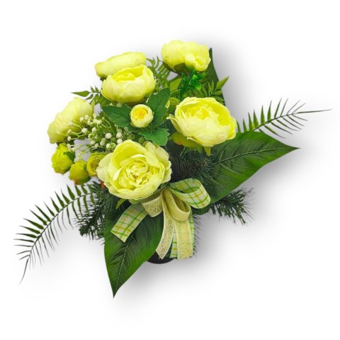 BUKIET WKŁAD DO WAZONU KWIATY NA CMENTARZ GRÓB POMNIK RÓŻE PIWONIE