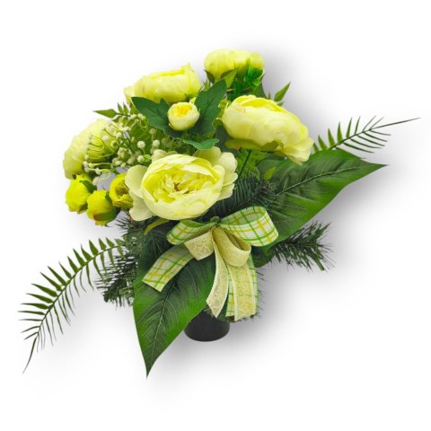 BUKIET WKŁAD DO WAZONU KWIATY NA CMENTARZ GRÓB POMNIK RÓŻE PIWONIE