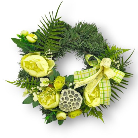 OKRĄGŁY STROIK WIĄZANKA WIANEK NA CMENTARZ DEKORACJA POD ZNICZ