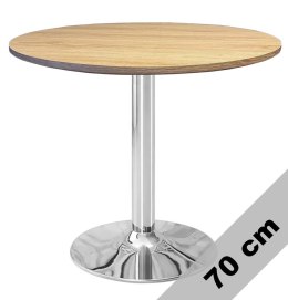Stół okrągły VICTORY LIGHT WOOD 70 cm SILVER
