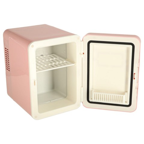 Lodówka turystyczna elektryczna samochodowa mini na jedzenie kosmetyki grzanie chłodzenie 2w1 4L różowa
