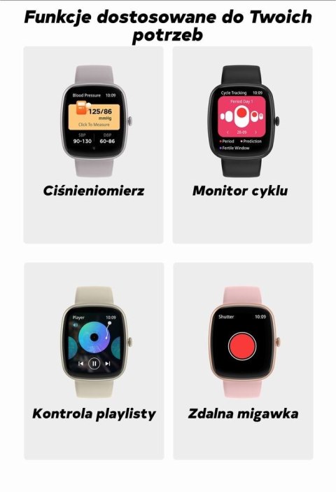 Smartwatch Damski GRAVITY GT18-8 Beżowy Pasek Silikonowy + Biały Pasek
