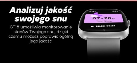 Smartwatch Męski GRAVITY GT18-6 Czarny Pasek Silikonowy + Granatowy Pasek