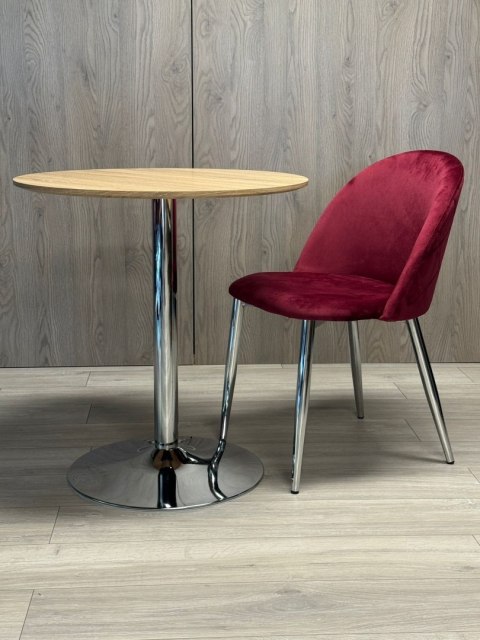 Stół okrągły VICTORY LIGHT WOOD 70 cm SILVER