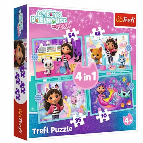 Koci domek Gabi puzzle 4 w 1 Wielka przygoda Gabby Trefl 34670