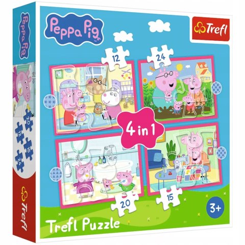Puzzle 4 w 1 Świnka Peppa Peppa uwielbia przygody Trefl 34672
