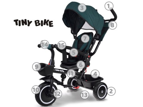 Rowerek dziecięcy trójkołowy Tiny Bike 3w1 z daszkiem OBRACANY SP0650