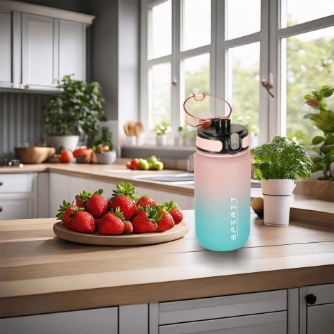 Butelka na wodę bidon z ustnikiem sportowy BPA FREE 600ml różowo-niebieski