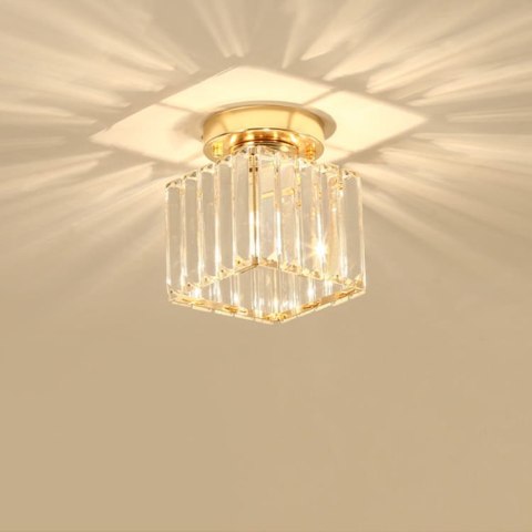 Plafon, Punktowa Oprawa Sufitowa złota z kryształkami Glamour kwadratowa ok 20x20 11608