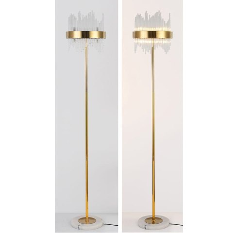 Złota LAMPA STOJĄCA Royal Crystal Floor na marmurowej podstawie 160cm 22593