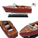 Model Motorówka Drewniana - Klasyczna Łódź Motorowa 26cm - Dekoracja biura - MOT04ML