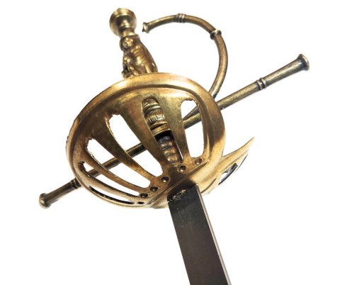 Stalowy rapier z mosiężnymi zdobieniami - Replika 96 cm - SP-C