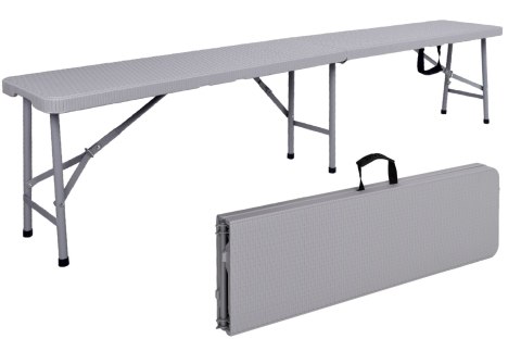 Ławka cateringowa składana w walizkę 180 cm RATTAN szara
