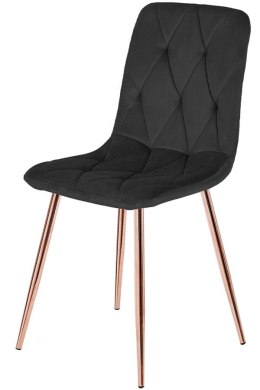 Krzesło tapicerowane BORGO VELVET BLACK ROSE GOLD
