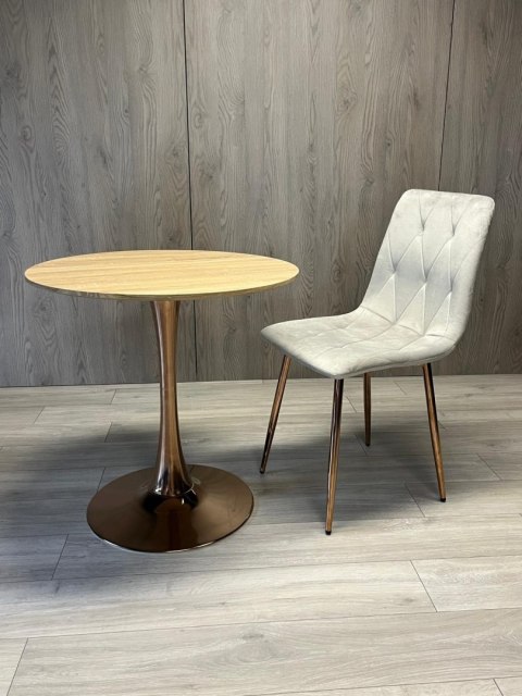 Stół okrągły VICTORY LIGHT WOOD 70 cm COPPER