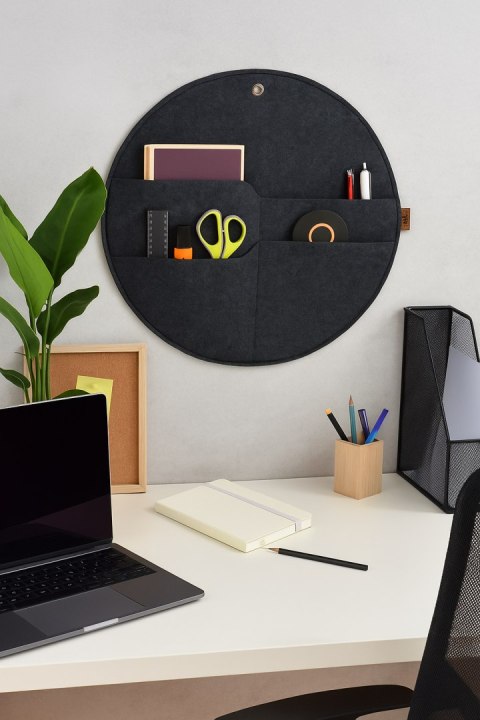 Organizer na ścianę Kółko z kieszeniami Antracyt L - 35 cm