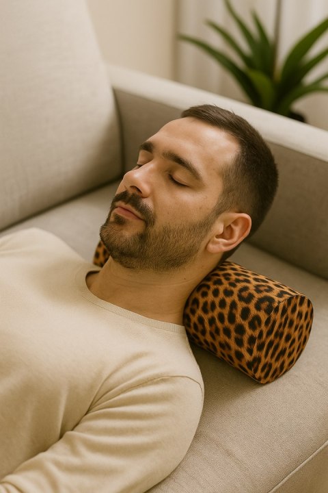 Poduszka Wałek z pianki memory - PANTERKA LAMPARCIA - Ø15x40 cm