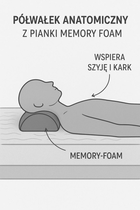 Półwałek z pianki memory - Zebra New 10x40 cm