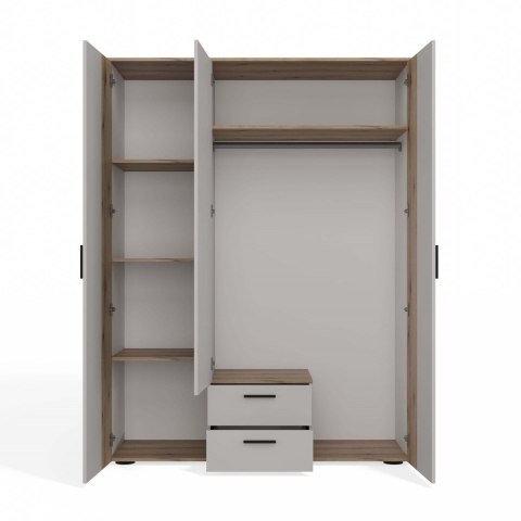 SZAFA AVA 150 CM LUSTRO 2 SZUFLADY RYFLOWANY FRONT DĄB EVOKE KASZMIR BEŻ