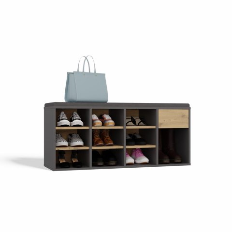 Szafka Na Obuwie Buty Otwarta TALLIN ANTRACYT DĄB ARTISAN Do Przedpokoju