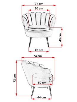 Krzesło Fotel Muszla Lugano DONNA VELVET PURPLE