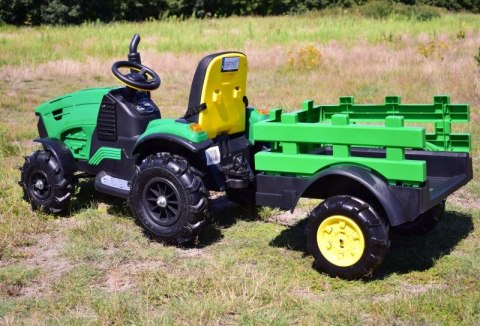 MEGA TRAKTOR Z PRZYCZEPĄ, KOŁA POMPOWANE, MIĘKKIE SIEDZENIE, PILOT, NOWOCZESNY PANEL, FUNKCJA BUJANIA/TT990D