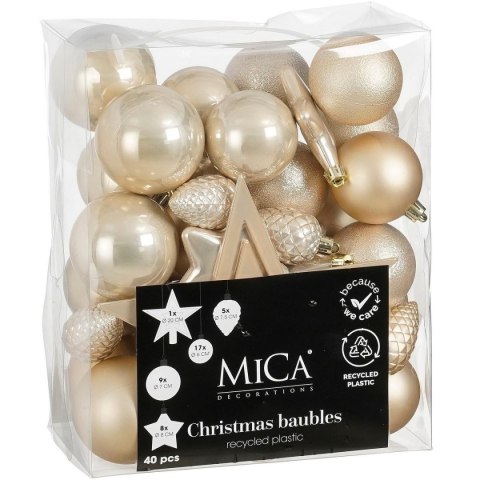 BOMBKA DEKORACYJNA PLASTIKOWA BEZPIECZNA 40SZT CREAM MICA
