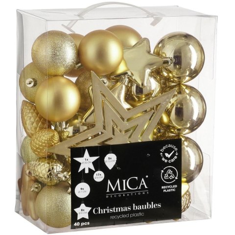 BOMBKA DEKORACYJNA PLASTIKOWA BEZPIECZNA 40SZT ZŁOTA MICA