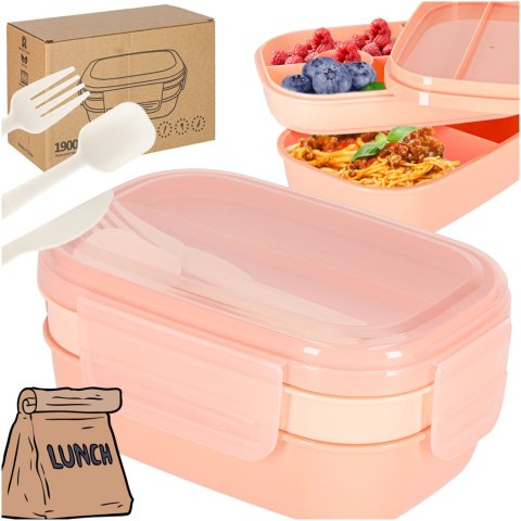 Lunch box śniadaniówka pudełko śniadaniowe z przegródkami dzielone 1900ml pomarańczowe