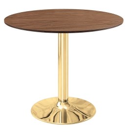 Stół okrągły VICTORY BROWN WOOD 70 cm GOLD