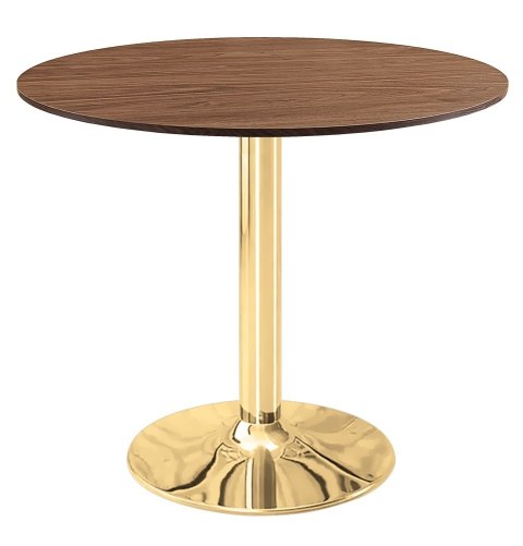 Stół okrągły VICTORY BROWN WOOD 70 cm GOLD