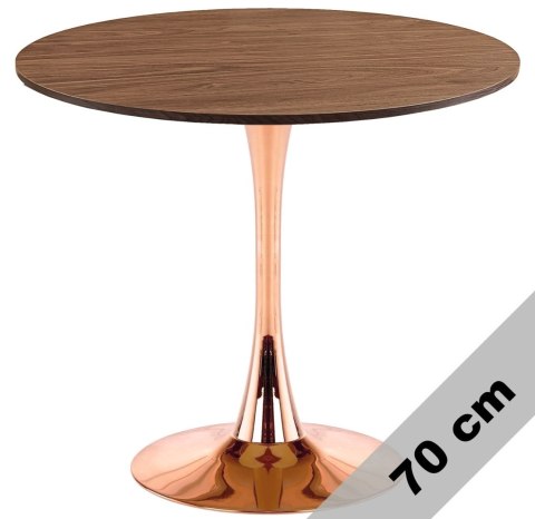 Stół okrągły VICTORY SLIM BROWN WOOD 70 cm COPPER