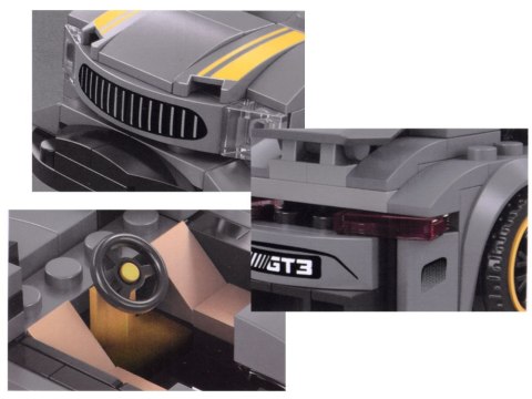 Klocki techniczne Sportowe auto SREBRNE 174-elementy + naklejki ZA4287