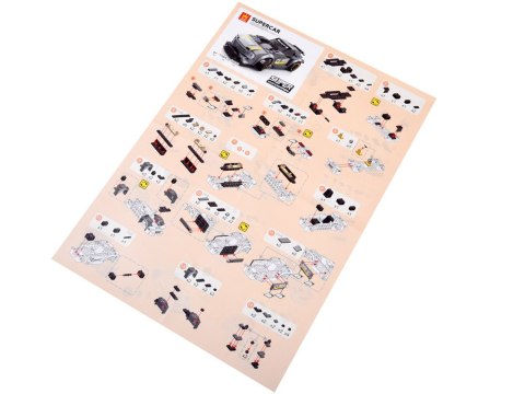 Klocki techniczne Sportowe auto SREBRNE 174-elementy + naklejki ZA4287