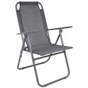 KRZESŁO TURYSTYCZNE Z PODŁOKIETNIKAMI 61x66x65-108CM SKŁADANE CIEMNO SZARE ENERO CAMP - II GATUNEK