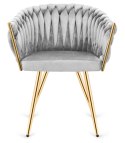 Krzesło plecione Lugano fotel TRECCIA GREY VELVET GOLD II GATUNEK
