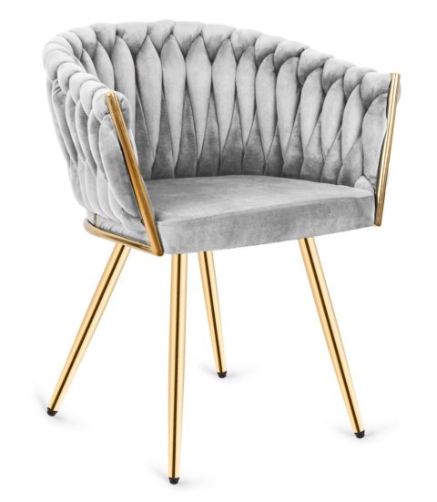 Krzesło plecione Lugano fotel TRECCIA GREY VELVET GOLD II GATUNEK
