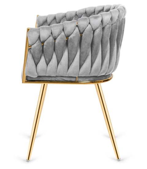 Krzesło plecione Lugano fotel TRECCIA GREY VELVET GOLD II GATUNEK
