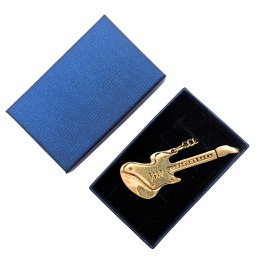 Mosiężny Brelok do Kluczy Gitara w Eleganckim Pudełku - Prezent dla Gitarzysty - KRT21A
