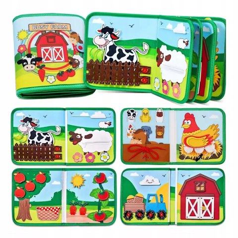 Sensoryczna filcowa książeczka dla dzieci farma zwierzątka na rzepy Montessori