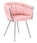 Krzesło plecione Lugano fotel TRECCIA PINK VELVET SILVER