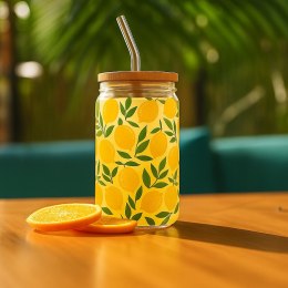 Szklanka z pokrywką i słomką Soleo 530ml cytryny